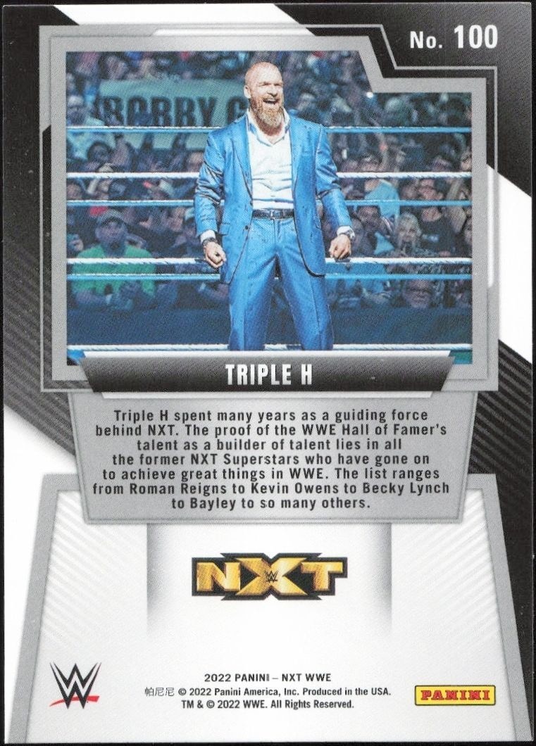 2022 Panini NXT 2.0 WWE Triple H #100 wrestling trading card back