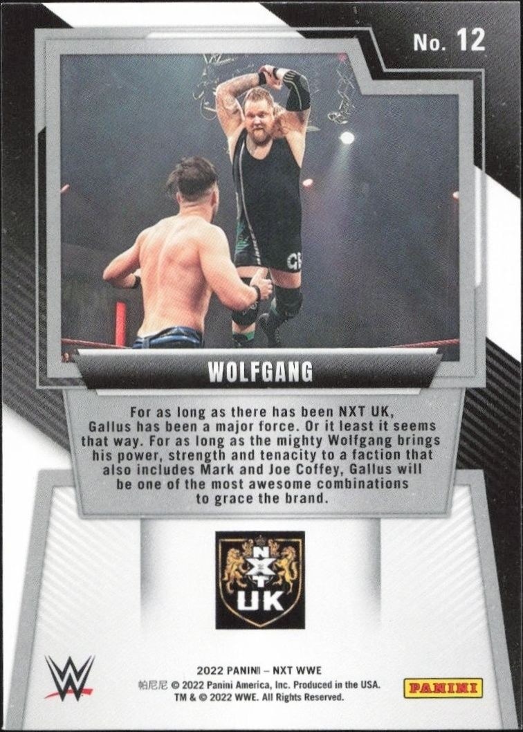 2022 Panini NXT 2.0 WWE Wolfgang #12 wrestling trading card back