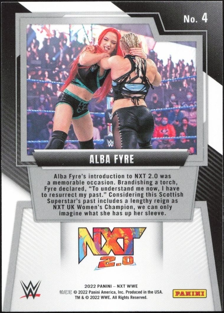 2022 Panini NXT 2.0 WWE Alba Fyre #4 wrestling trading card back