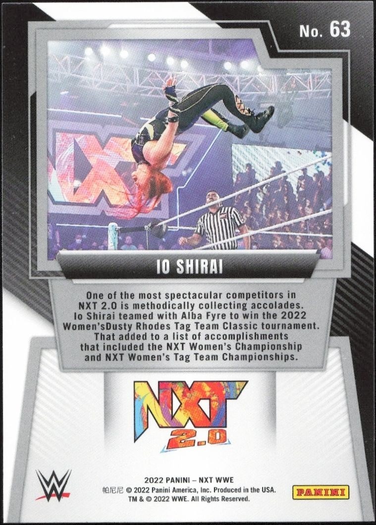2022 Panini NXT 2.0 WWE Io Shirai #63 wrestling trading card back
