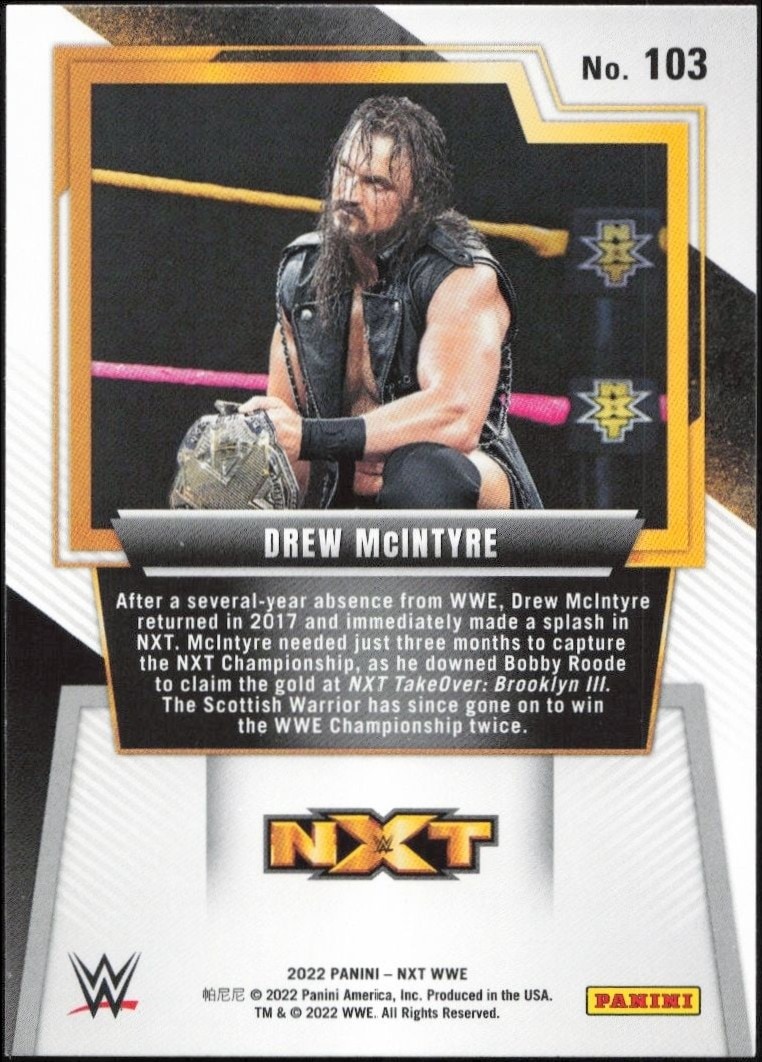 2022 Panini NXT 2.0 WWE Drew McIntyre #103 wrestling trading card back
