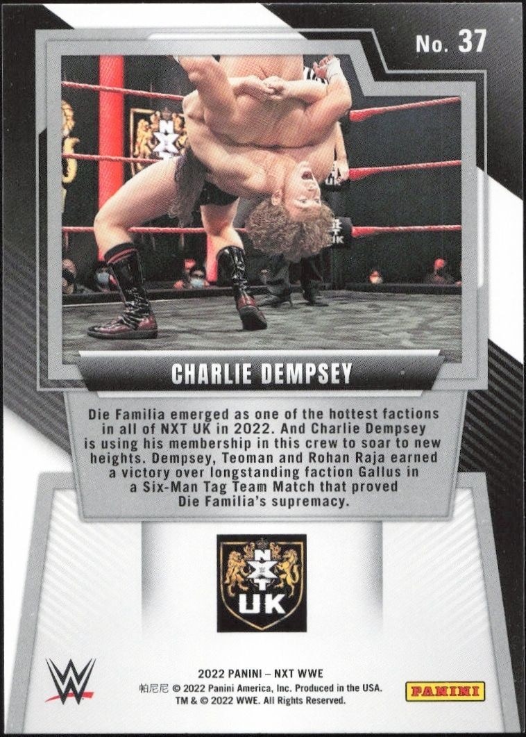 2022 Panini NXT 2.0 WWE Charlie Dempsey #37 wrestling trading card back