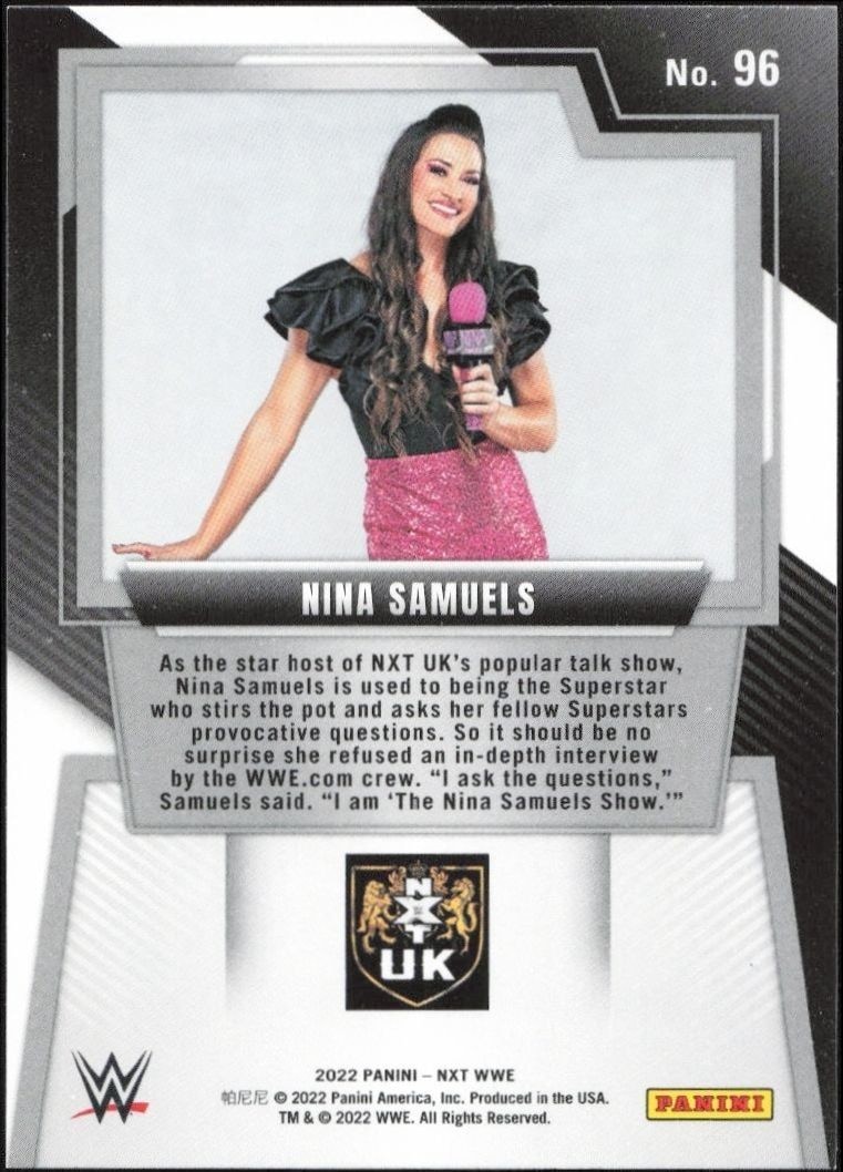 2022 Panini NXT 2.0 WWE Nina Samuels #96 wrestling trading card back