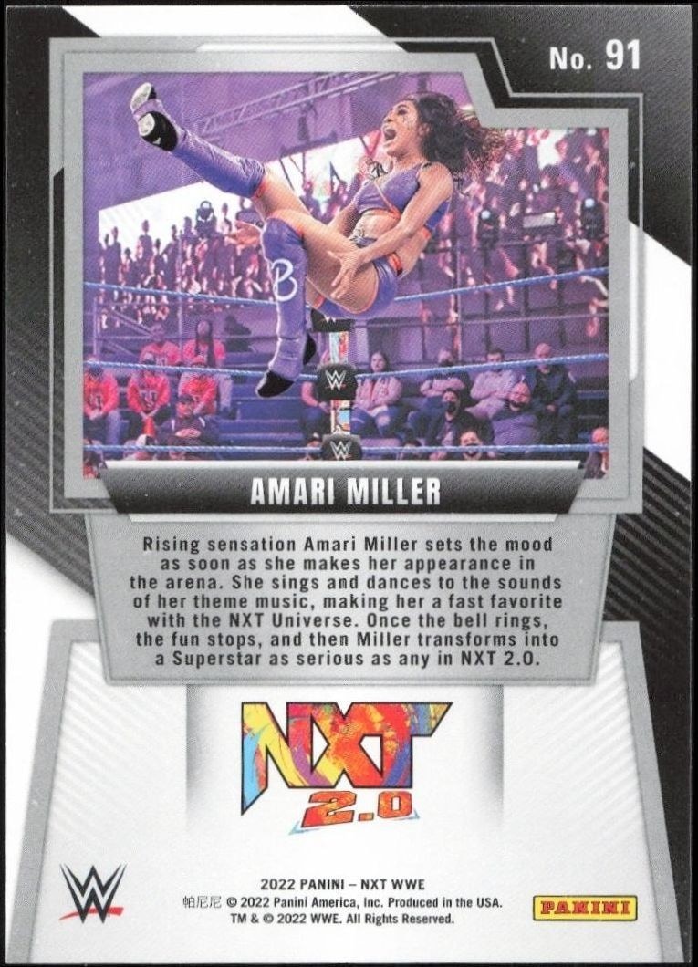 2022 Panini NXT 2.0 WWE Amari Miller #91 wrestling trading card back