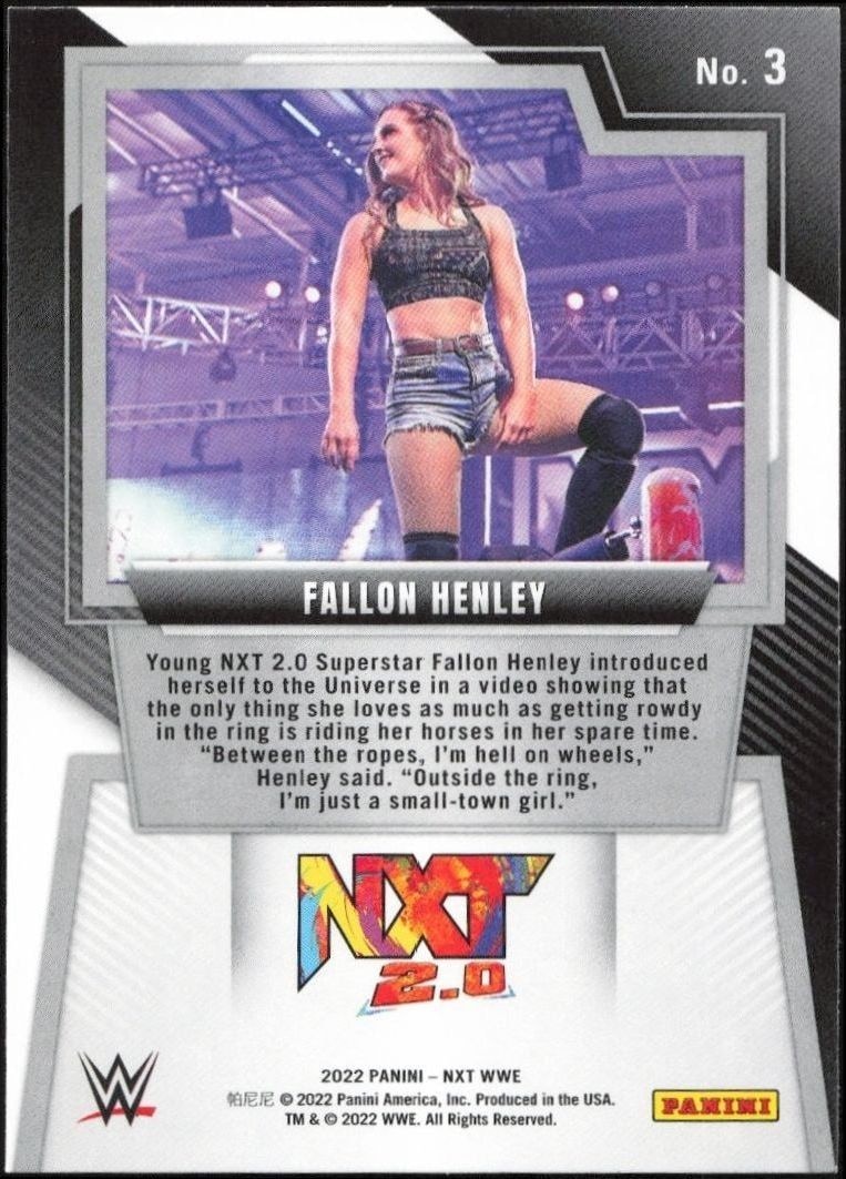 2022 Panini NXT 2.0 WWE Fallon Henley #3 wrestling trading card back