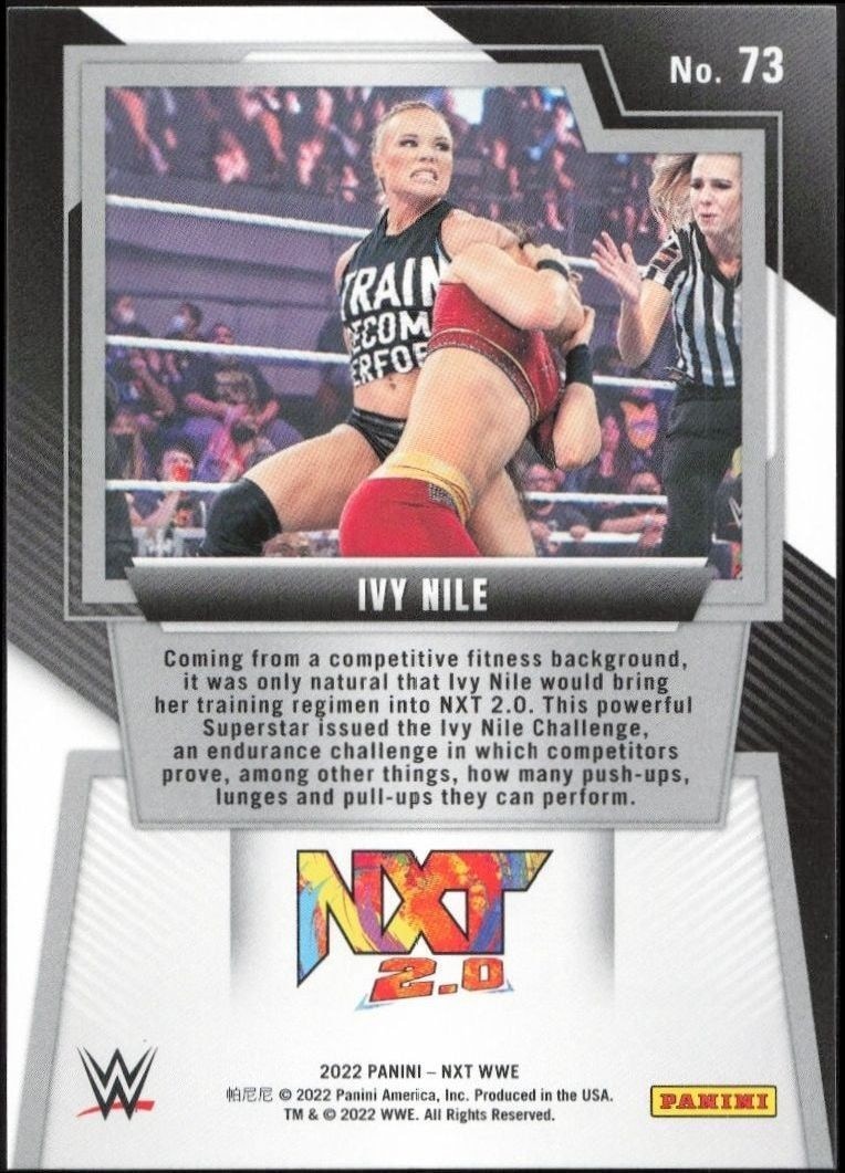 2022 Panini NXT 2.0 WWE Ivy Nile #73 wrestling trading card back
