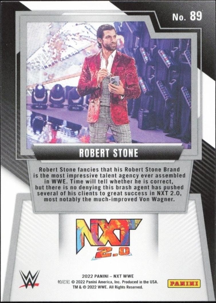 2022 Panini NXT 2.0 WWE Robert Stone #89 wrestling trading card back
