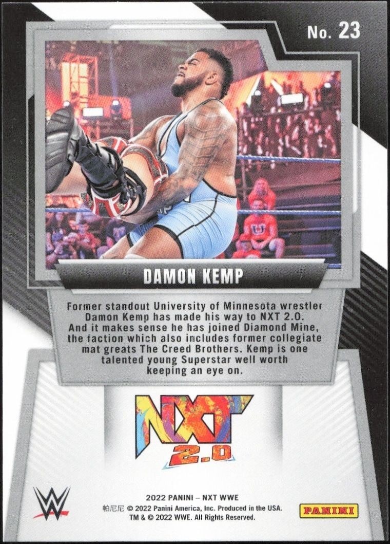2022 Panini NXT 2.0 WWE Damon Kemp #23 wrestling trading card back