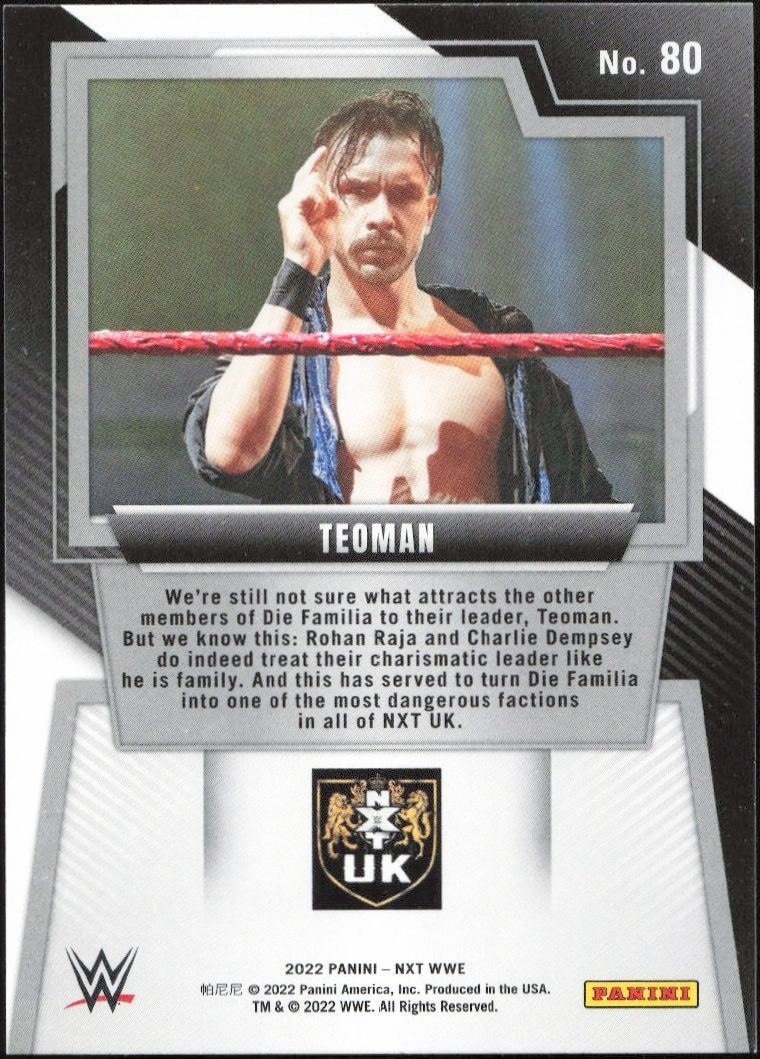 2022 Panini NXT 2.0 WWE Teoman #80 wrestling trading card back
