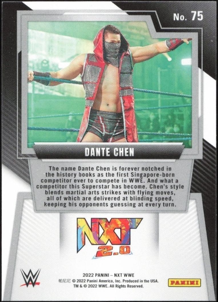 2022 Panini NXT 2.0 WWE Dante Chen #75 wrestling trading card back