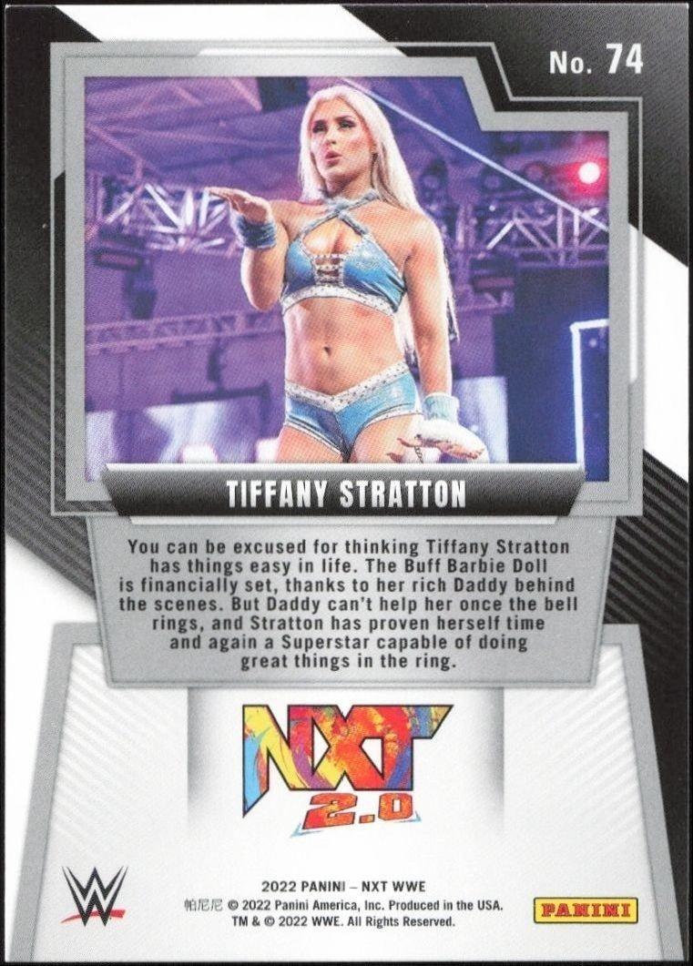 2022 Panini NXT 2.0 WWE Tiffany Stratton #74 wrestling trading card back