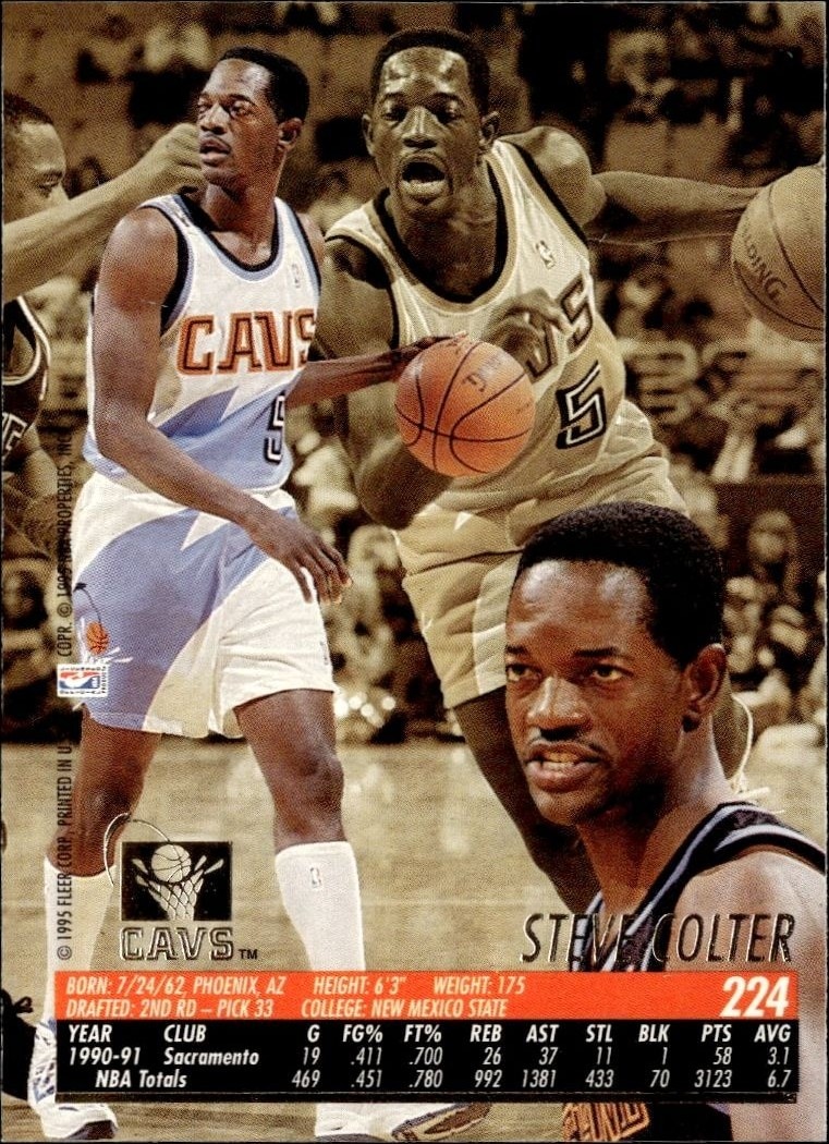1994-95 Fleer Ultra Steve Colter #224 basketball trading card back