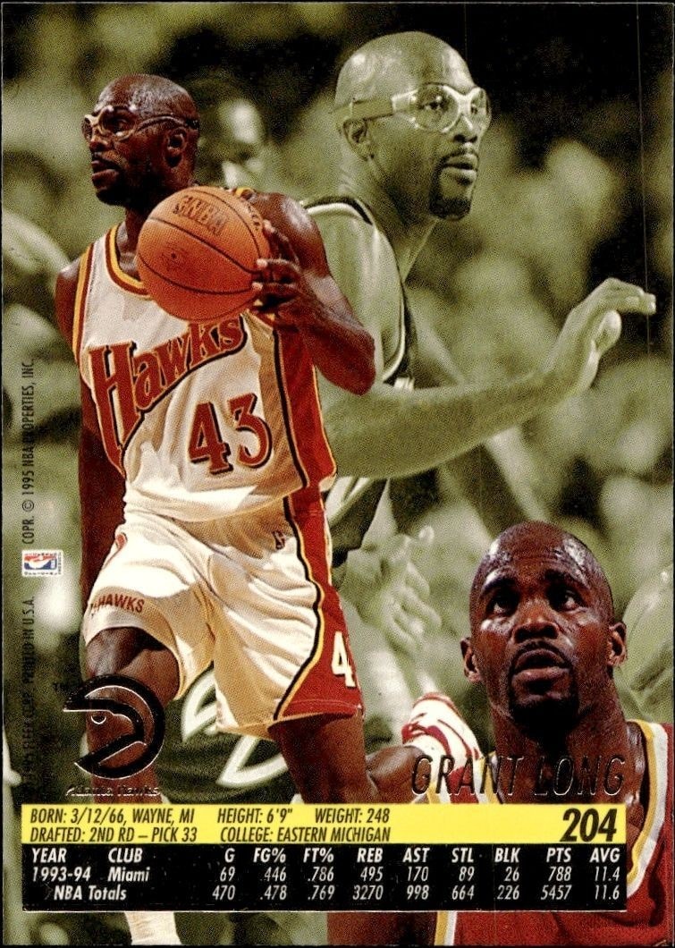 1994-95 Fleer Ultra Grant Long #204 basketball trading card back