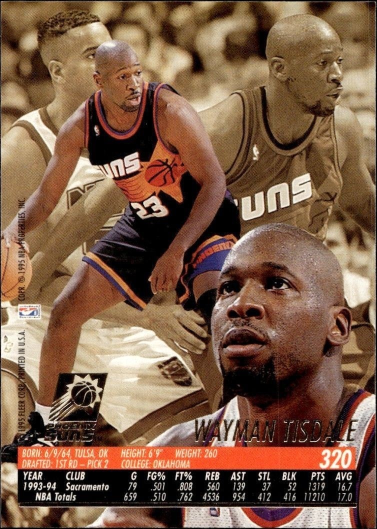 1994-95 Fleer Ultra Wayman Tisdale #320 basketball trading card back