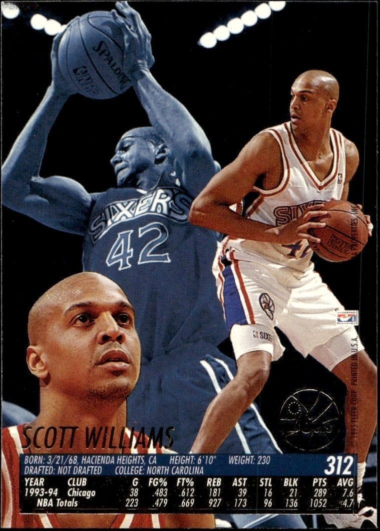 1994-95 Fleer Ultra Scott Williams #312 basketball trading card back