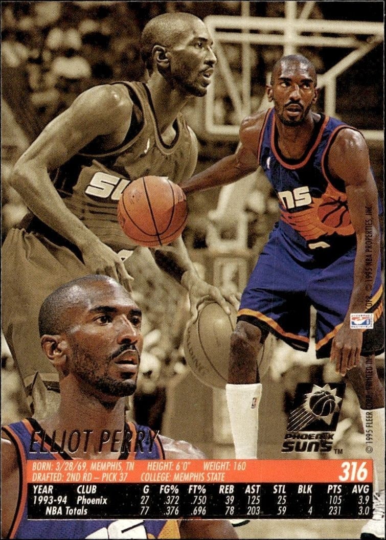 1994-95 Fleer Ultra Elliot Perry #316 basketball trading card back