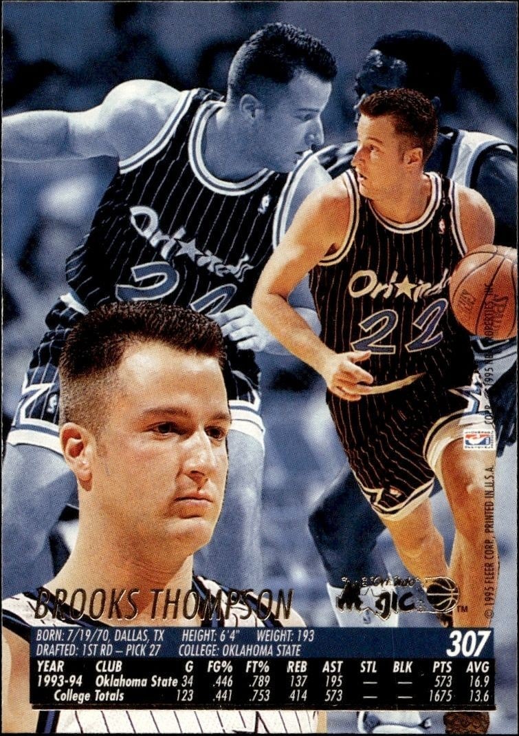 1994-95 Fleer Ultra Brooks Thompson #307 basketball trading card back