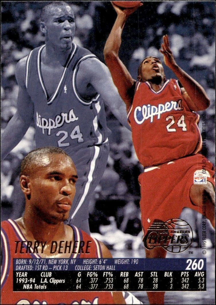 1994-95 Fleer Ultra Terry Dehere #260 basketball trading card back