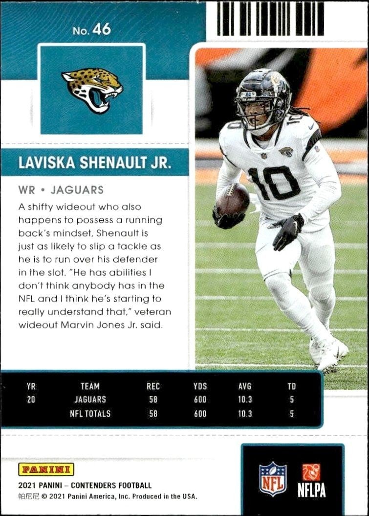 2021 Panini Contenders Laviska Shenault Jr. #46 football trading card back