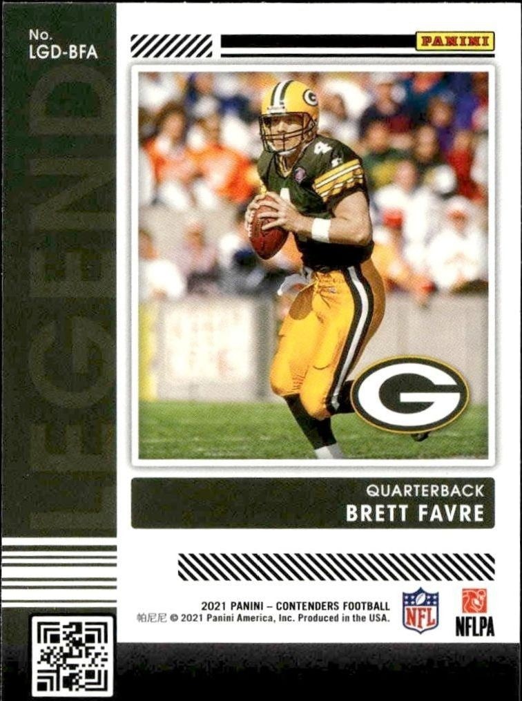 2021 Panini Contenders Brett Favre #LGD-BFA football trading card back