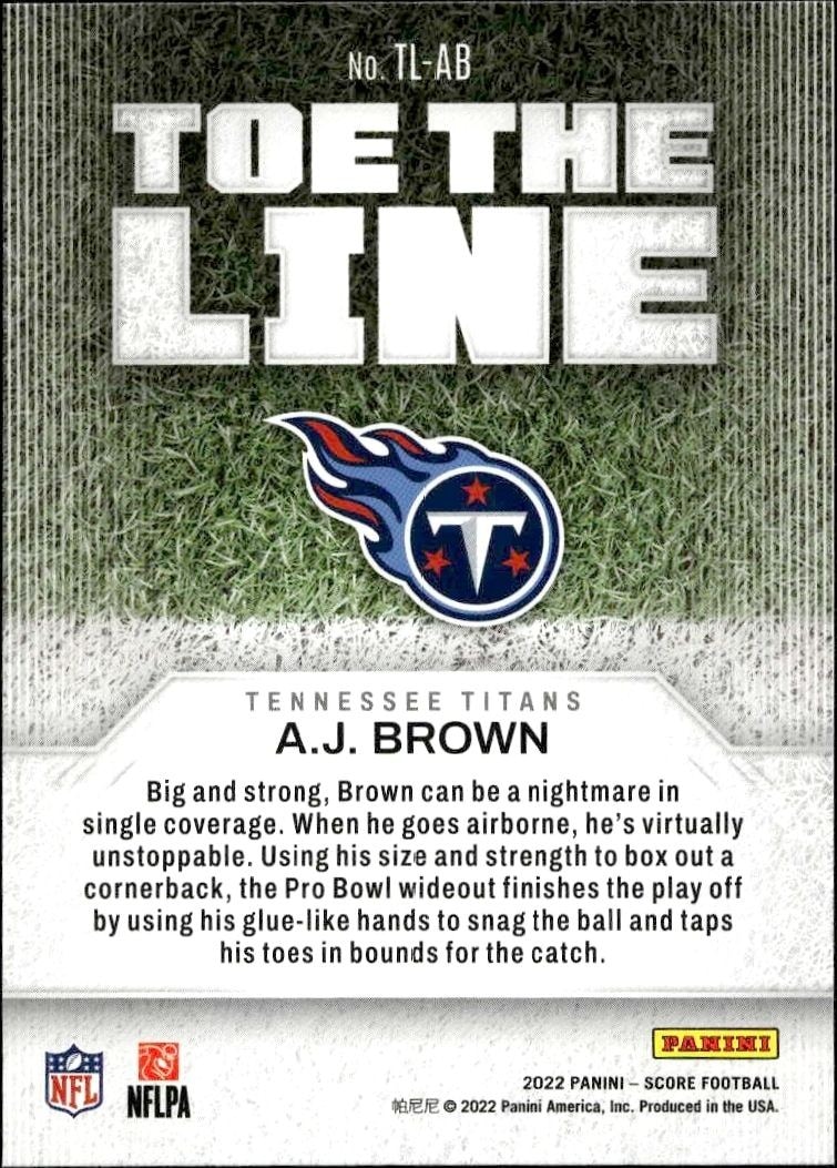 2022 Panini Score A.J. Brown #TL-AB football trading card back