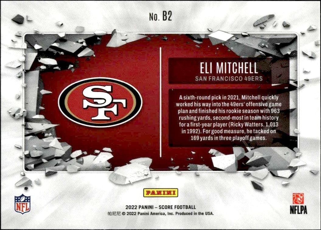 2022 Panini Score Eli Mitchell #B2 football trading card back