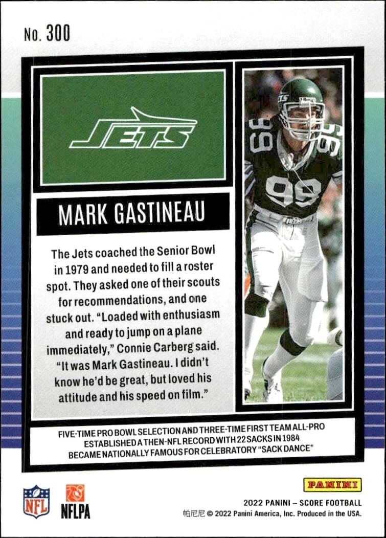 2022 Panini Score Mark Gastineau #28 football trading card back