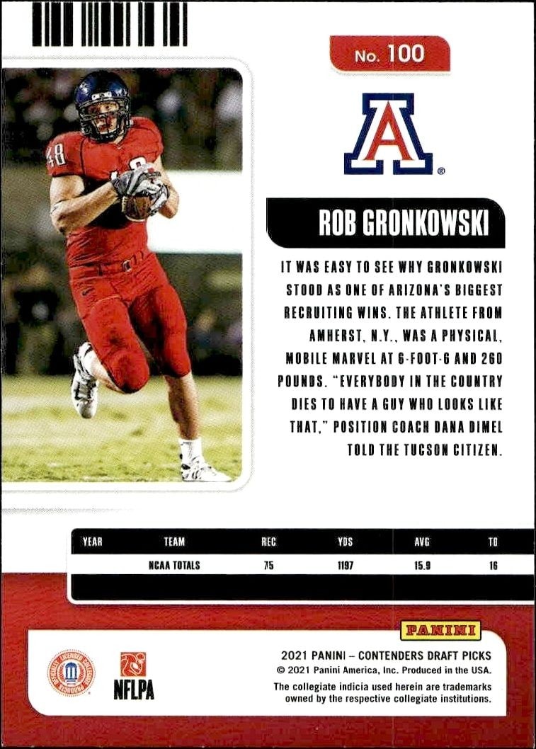 2021 Panini Contenders Rob Gronkowski #100 football trading card back