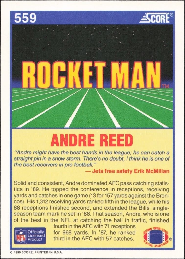1990 Score Art Monk #557 football trading card back