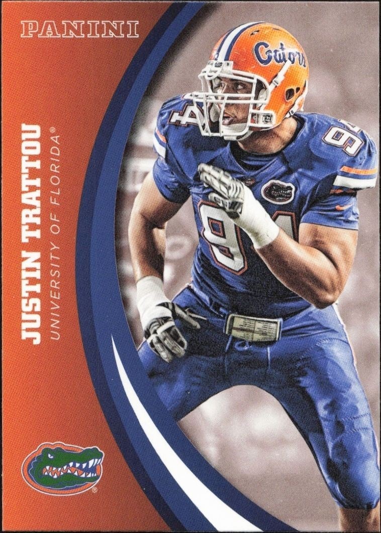 2015 Panini Florida Gators Justin Trattou #36 trading card