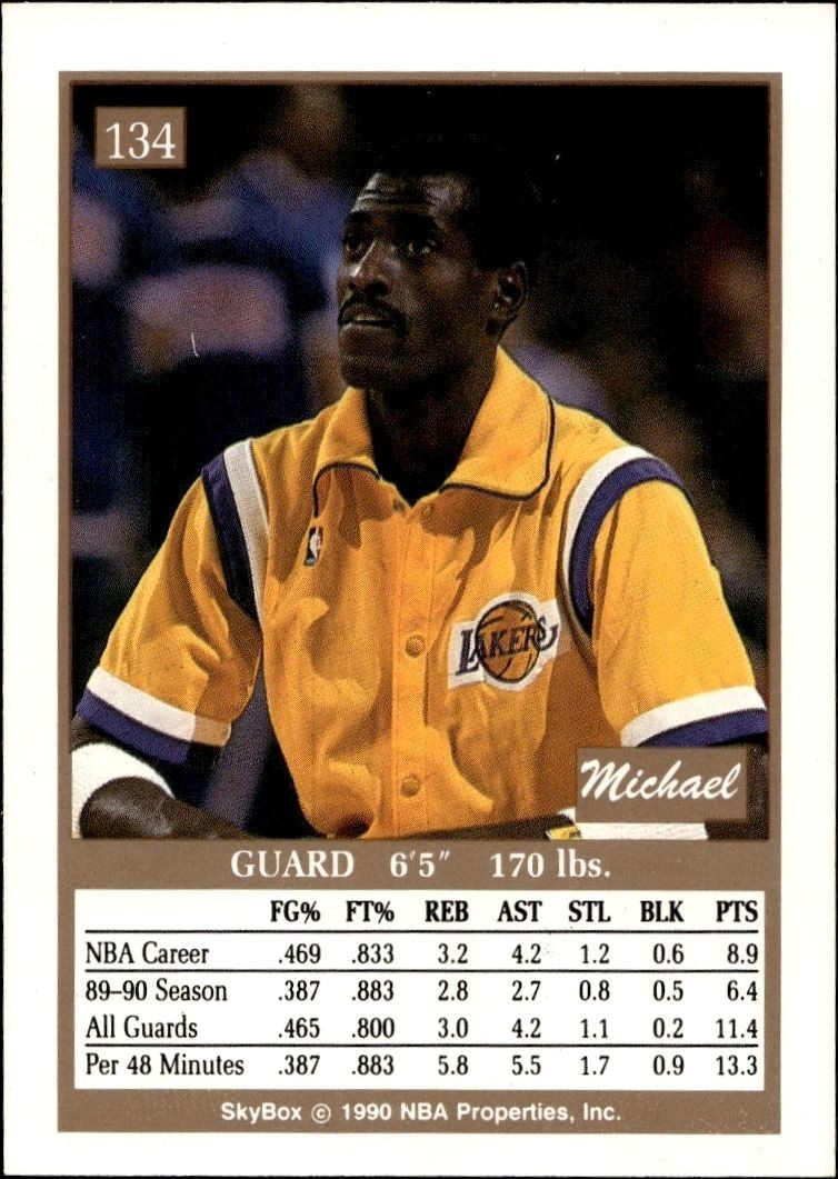 1990-91 Skybox Michael Cooper #134 basketball trading card back