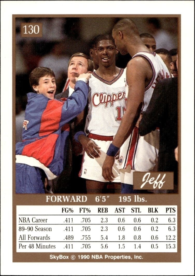 1990-91 Skybox Jeff Martin #130 basketball trading card back