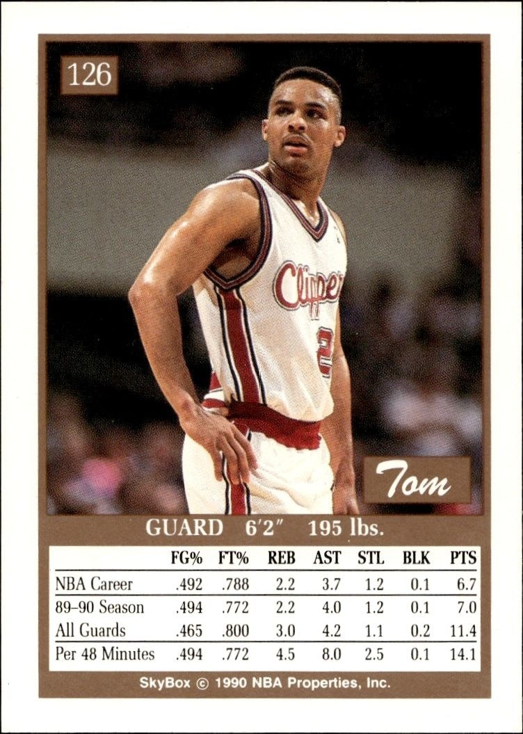 1990-91 Skybox Tom Garrick #126 basketball trading card back