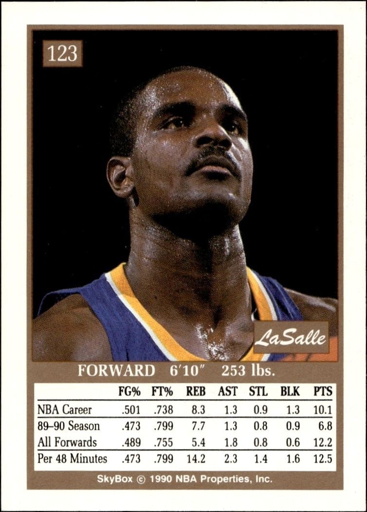 1990-91 Skybox LaSalle Thompson #123 basketball trading card back