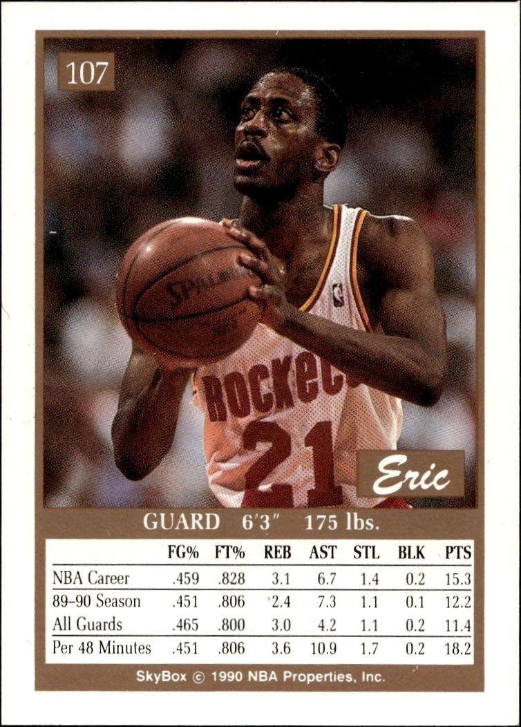1990-91 Skybox Eric Floyd #107 basketball trading card back