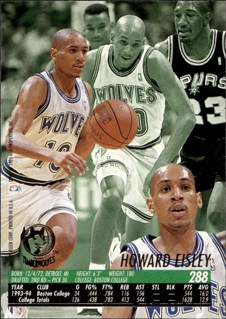 1994-95 Fleer Ultra Howard Eisley #288 basketball trading card back