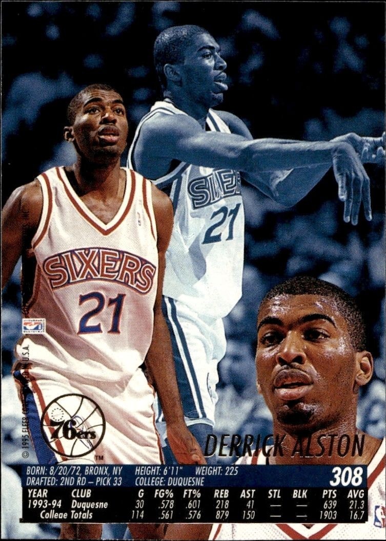 1994-95 Fleer Ultra Derrick Alston #308 basketball trading card back