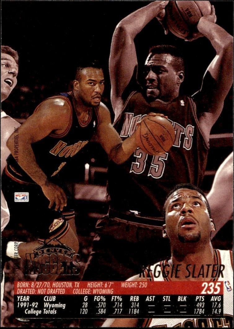 1994-95 Fleer Ultra Reggie Slater #235 basketball trading card back