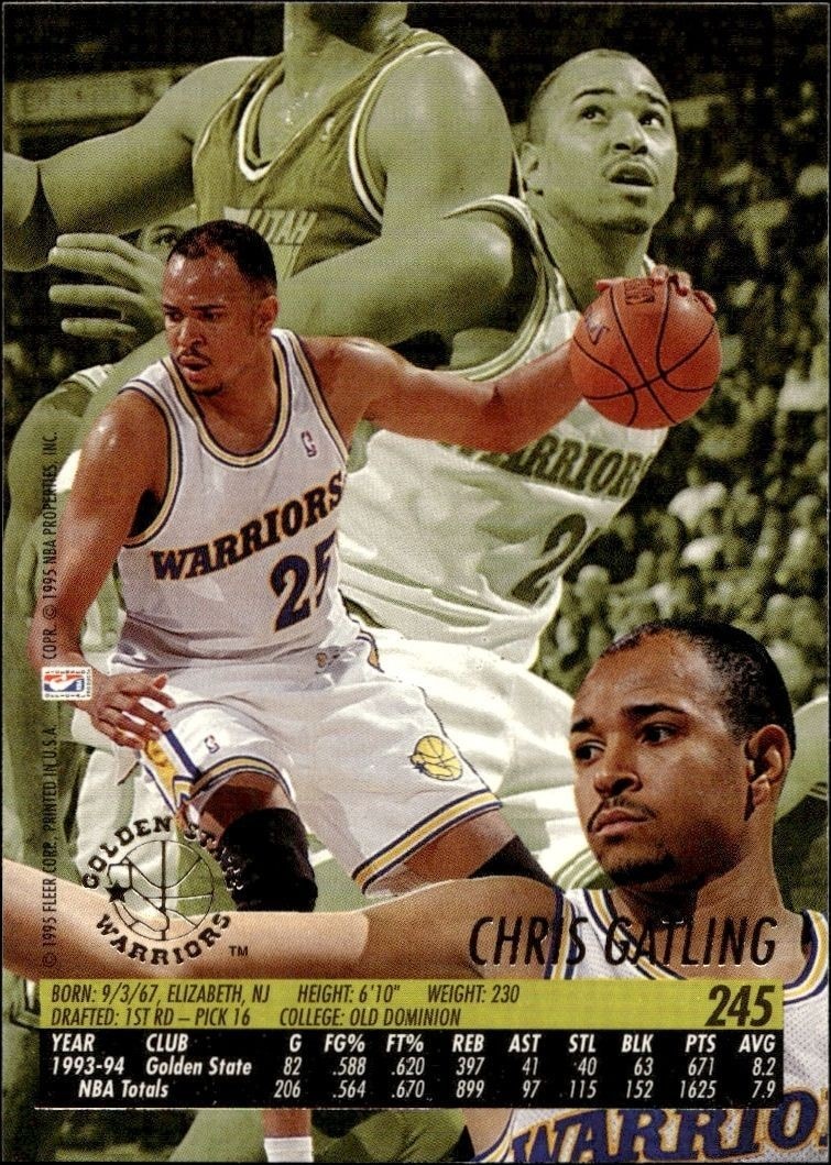 1994-95 Fleer Ultra Chris Gatling #245 basketball trading card back