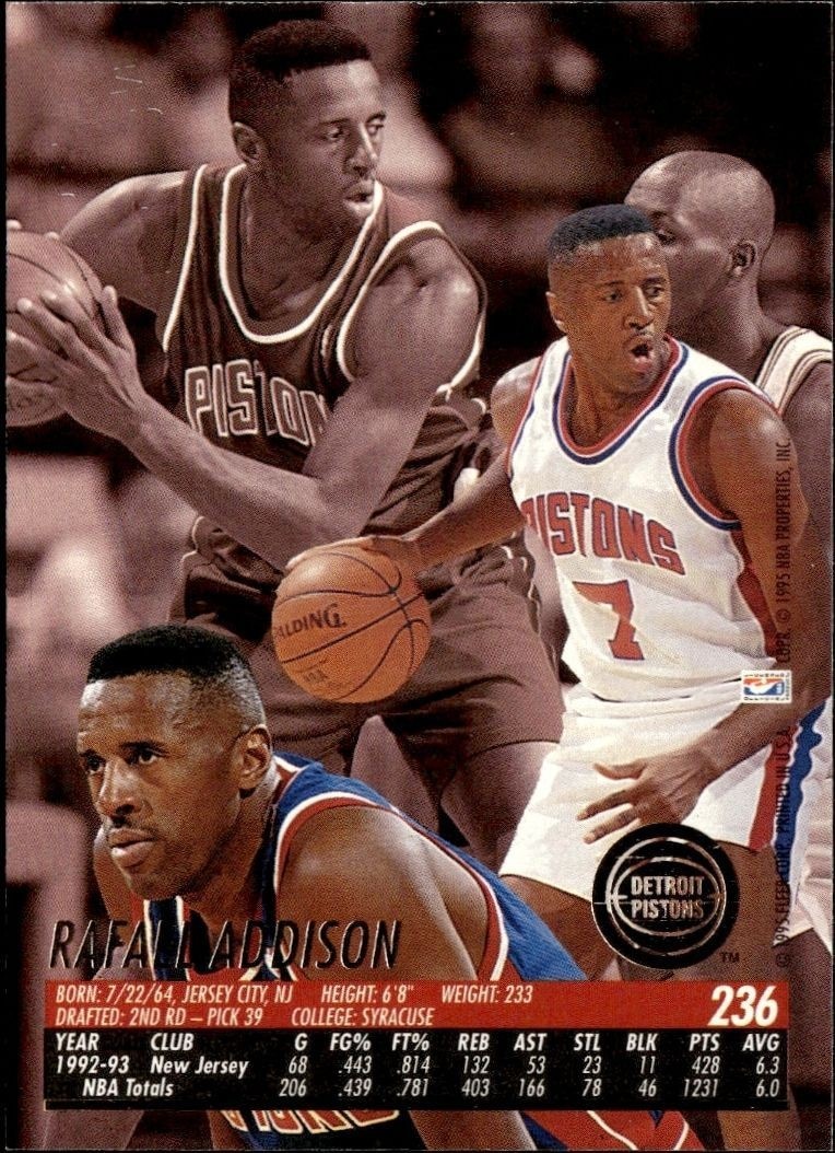 1994-95 Fleer Ultra Rafael Addison #236 basketball trading card back