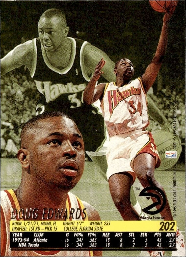1994-95 Fleer Ultra Doug Edwards #202 basketball trading card back
