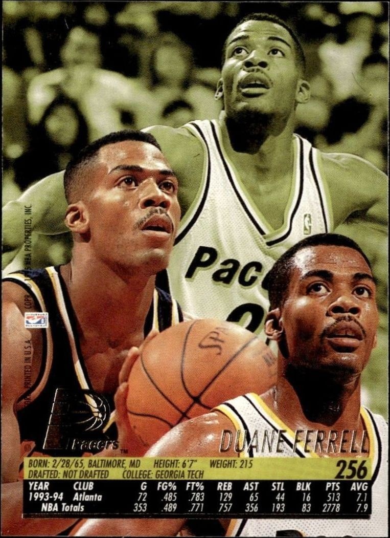 1994-95 Fleer Ultra Duane Ferrell #256 basketball trading card back