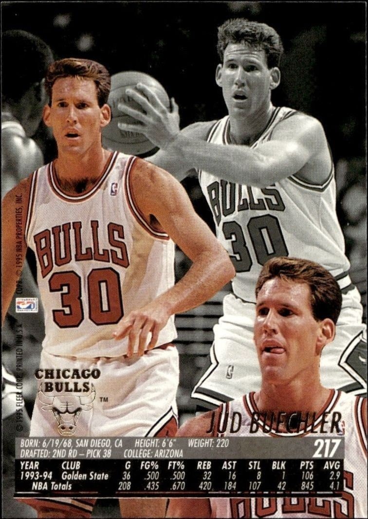 1994-95 Fleer Ultra Jud Buechler #217 basketball trading card back
