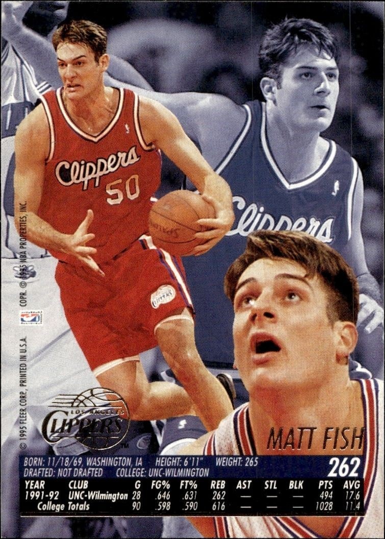 1994-95 Fleer Ultra Matt Fish #262 basketball trading card back