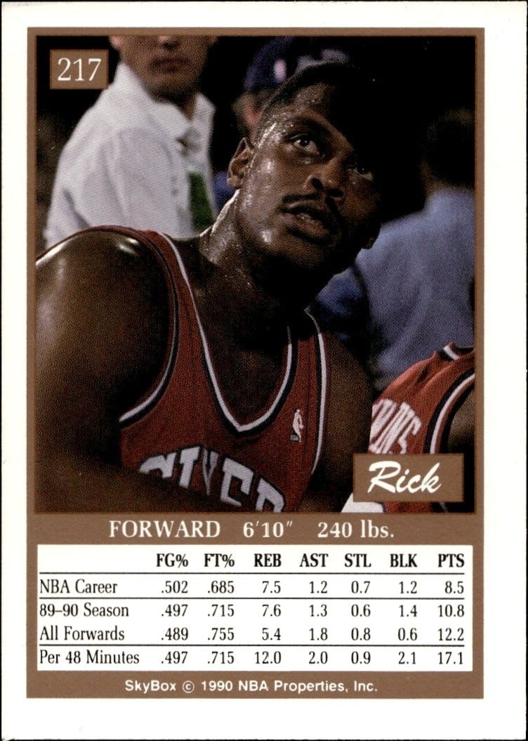 1990-91 Skybox Rick Mahorn #217 basketball trading card back