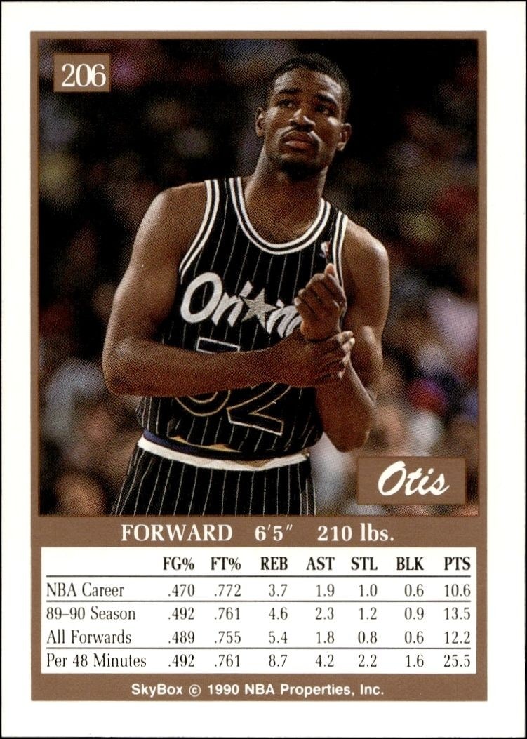 1990-91 Skybox Otis Smith #206 basketball trading card back