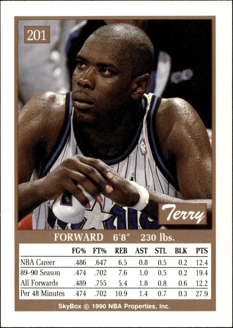 1990-91 Skybox Terry Catledge #201 basketball trading card back