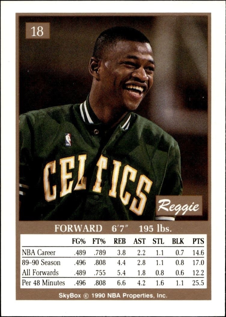 1990-91 Skybox Reggie Lewis #18 basketball trading card back
