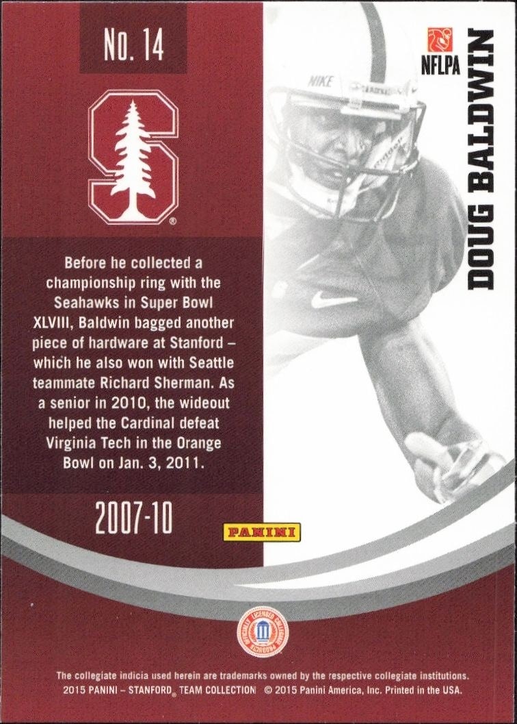 2015 Panini Stanford Cardinal Team Collection Doug Baldwin #14 football trading card back
