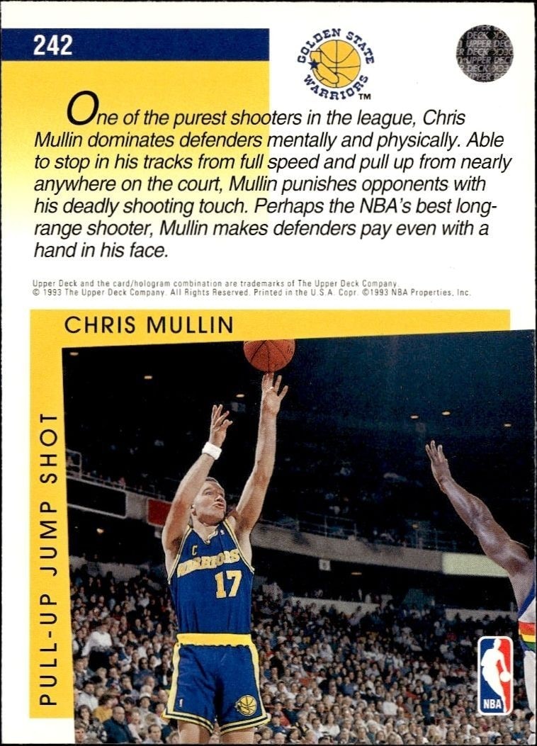 1993-94 Upper Deck Collector's Choice Chris Mullin #242 basketball trading card back